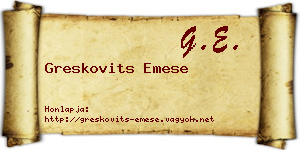 Greskovits Emese névjegykártya